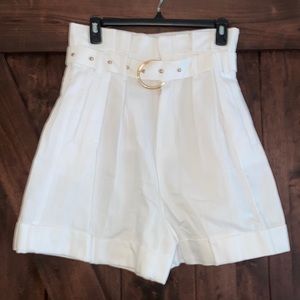 ZARA Paper bag shorts with gold accent belt